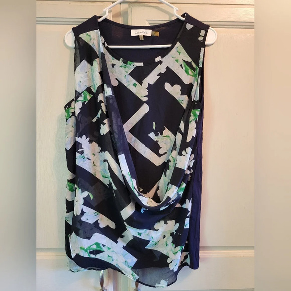 Calvin Klein Draped Front Sleeveless Blouse - Picture 1 of 4
